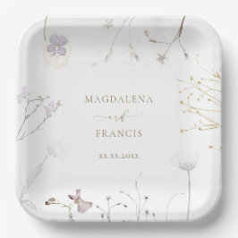 delikate Wildblumen Hochzeit Pappteller