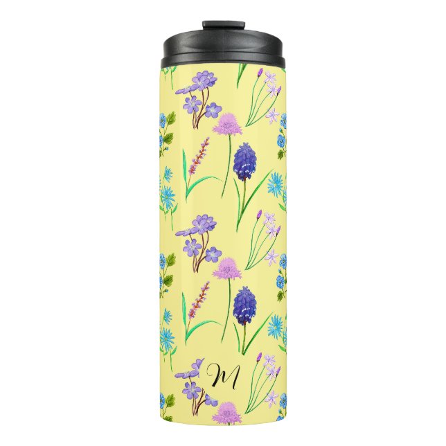 Delikate Wildblumen in hellgelb. Custom. Thermosbecher (Vorderseite)