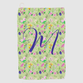 Delikate Wildblumen in hellgrün. Custom. Golfhandtuch