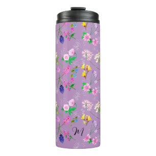 Delikate Wildblumen in Lila. Custom. Thermosbecher