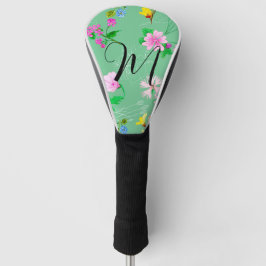 Delikate Wildblumen in Minzgrün. Custom Golf Headcover