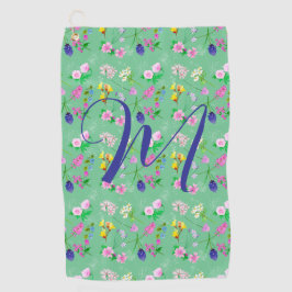 Delikate Wildblumen in Minzgrün. Custom Golfhandtuch