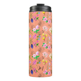 Delikate Wildblumen in Orange. Custom. Thermosbecher