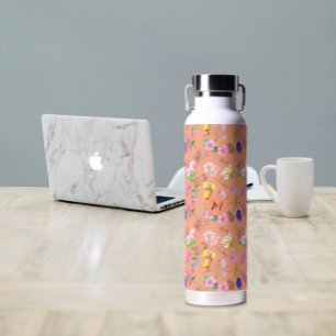 Delikate Wildblumen in Orange. Custom. Trinkflasche