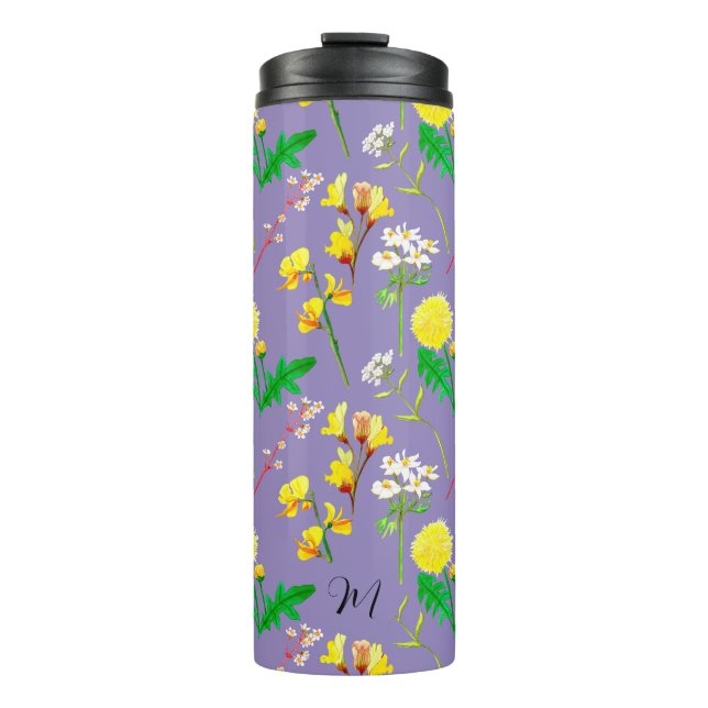 Delikate Wildblumen lila. Custom. Thermosbecher (Vorderseite)