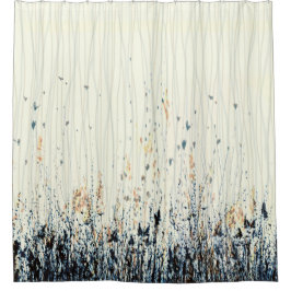 Delikate Wildblumen Watercolou Indigo Duschvorhang