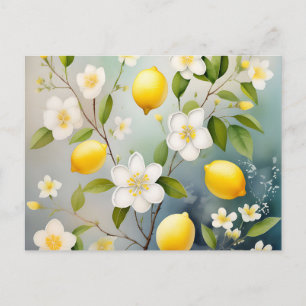Delikate Zitronenblüten im Wasser Postkarte