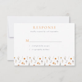 Delikater Fall Sonnenblumen & Wildblumen Hochzeit RSVP Karte