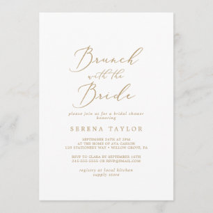 Delikater Goldbrunch mit Bride-Brautparty Einladung
