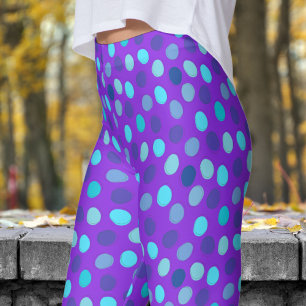 Delikates Blau und Violet Polka Dot Muster Leggings