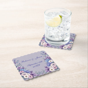 Delikates Blau, Weißrosa und Lila Sommerblüten Untersetzer