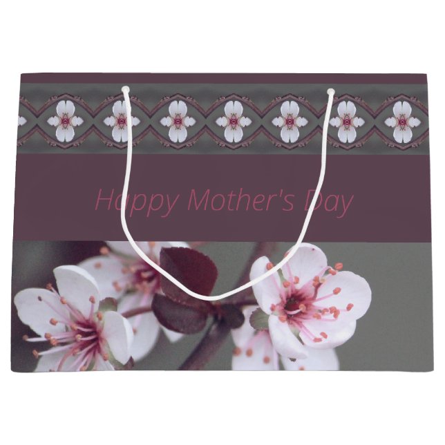 Delikates Blossom-Design mit Pflaume Große Geschenktüte (Vorderseite)