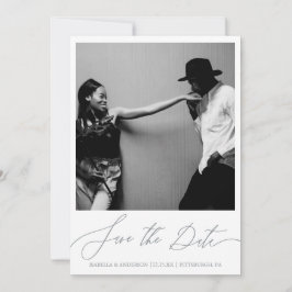 Delikates Blue Floral Calligraphy Foto Save The Date