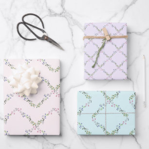 Delikates Blumenmuster zum Personalisieren Geschenkpapier Set