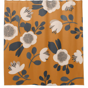 Delikates botanisches Vintages Blumenmuster Duschvorhang