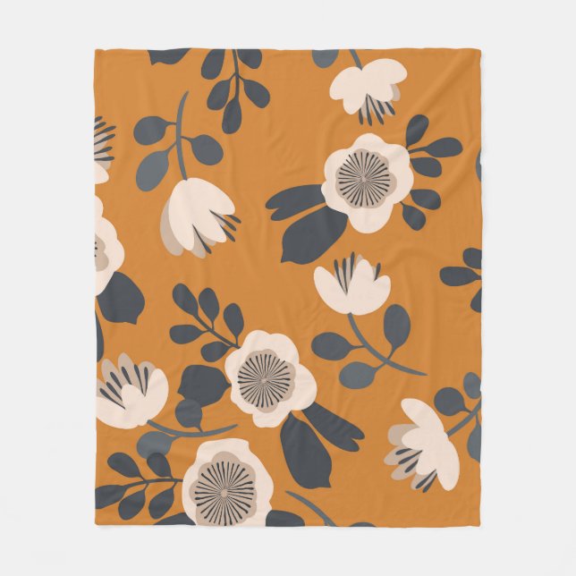 Delikates botanisches Vintages Blumenmuster Fleecedecke (Vorderseite)