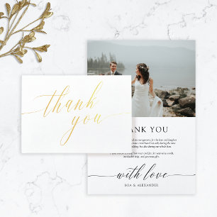 Delikates Calligraphy Wedding Foto Vielen Dank Folienkarte