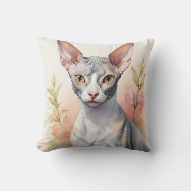 Delikates Cornish Rex Portrait Kissen (Vorderseite)