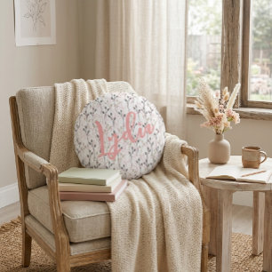 Delikates Design der Wildblume in weichem Pastell- Rundes Kissen