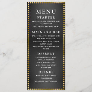 Delikates Dinner-Menü für Hochzeiten und Hochzeite Menükarte