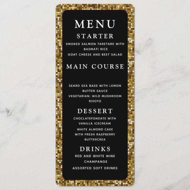 Delikates Dinner-Menü für Hochzeiten und Hochzeite Menükarte (Vorderseite)