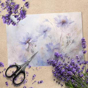 Delikates, elegantes Lila Anemone Blumendekoupage Seidenpapier