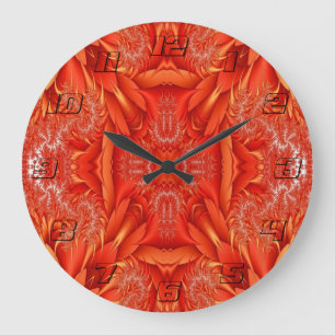 Delikates Feather Fraktal Design - rot Große Wanduhr