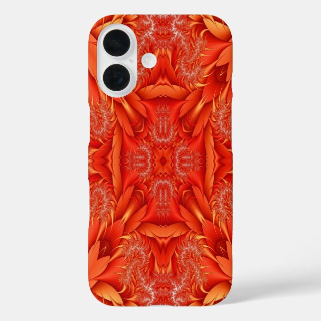 Delikates Feather Fraktal Design - rot iPhone 16 Hülle (Rückseite)