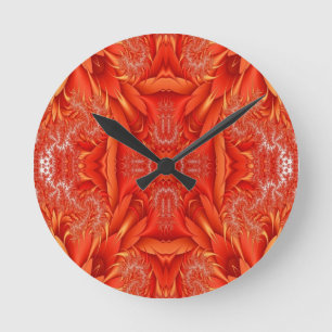 Delikates Feather Fraktal Design - rot Runde Wanduhr