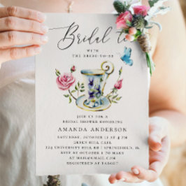 Delikates florales Brautparty mit elegantem Skript Einladung