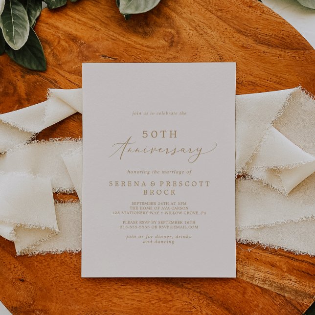 Delikates Gold und Creme 50. Hochzeitstag Einladung (Von Creator hochgeladen)