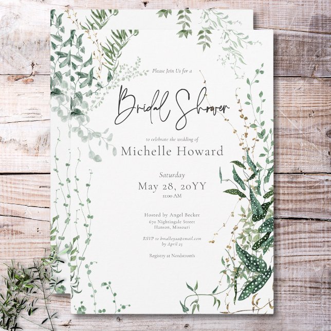 Delikates modernes tropisches Regenwald-Brautparty Einladung (Delicate Modern Tropical Rainforest Bridal Shower Invitation)