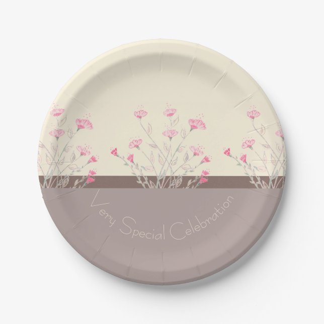 Delikates Muster für Blumenmuster Pappteller (Vorderseite)