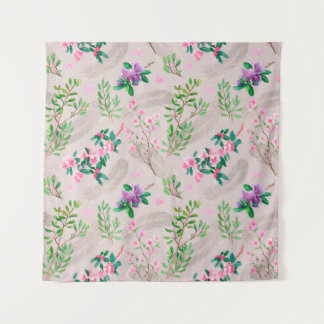 Delikates Muster mit Rhododendron-Blume und Feen Wandteppich
