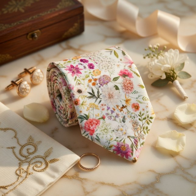 Delikates, nahtloses Blumenmuster Krawatte (Delicate floral seamless pattern neck tie)