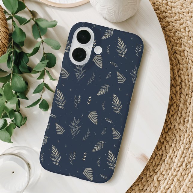 Delikates neutrales botanisches Blätter Muster iPhone 16 Hülle (Von Creator hochgeladen)