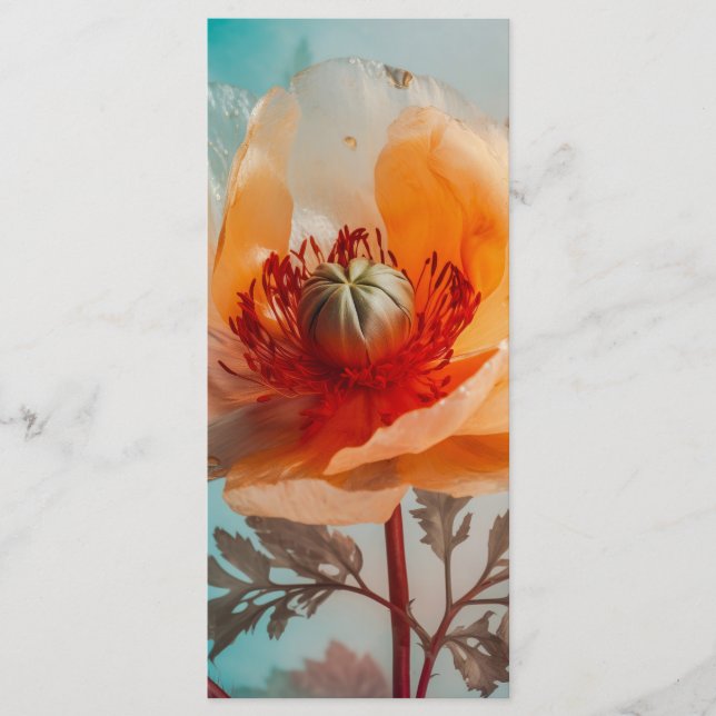 Delikates Orange Blume Lesezeichen Menükarte (Vorderseite)