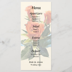 Delikates Orange Rosenknospe Wedding Menu Menükarte