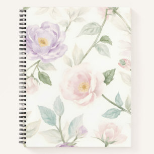 Delikates pastellfarbenes Muster mit Rose und Dais Notizbuch