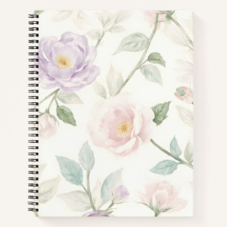 Delikates pastellfarbenes Muster mit Rose und Dais Notizbuch