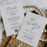 Delikates Schwarz in einem QR-Code Hochzeitscodier Einladung<br><div class="desc">Diese zarte schwarze Kalligrafie in einer QR-Code Hochzeitseinladung ist perfekt für eine moderne Hochzeit. Das romantische minimalistische Design besticht durch eine hübsche und elegante schwarze Typografie auf weißem Hintergrund mit einem sauberen und schlichten Look. Rett Papier, indem man die Details auf der Rückseite der Hochzeitseinladung statt auf einer separaten Kapselkarte...</div>