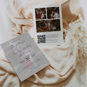 Delikates Script 4 Fotos Hochzeitsstift QR Code UA Einladung