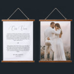 Delikates Script Wedding Vows Anniversary Foto Wandteppich Mit Holzrahmen<br><div class="desc">Modernes und elegantes Design gedruckt Delicate Script Wedding Vows Anniversary Foto Hanging Tapestry, die mit Ihrem Text angepasst werden kann. Bitte klicken Sie auf den Button "Anpassen" und verwenden Sie unser Design-Tool, um diese Vorlage zu ändern. Karo im Grafikdesign-Store für andere Produkte, die diesem Design entsprechen!</div>