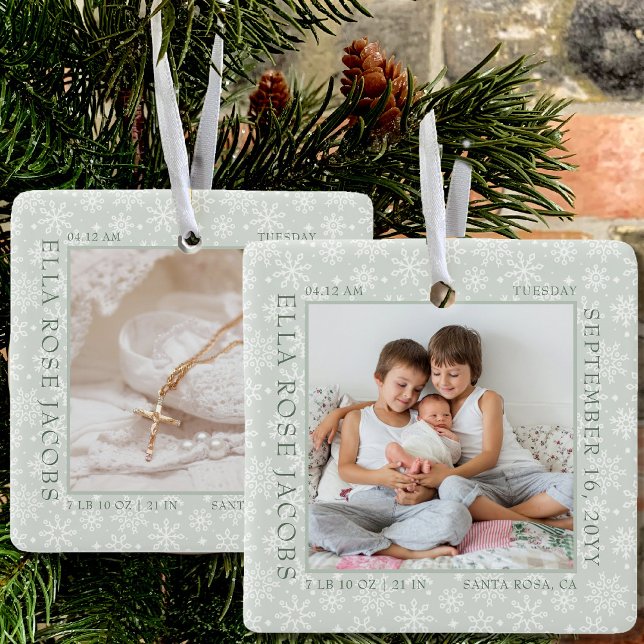 Delikates Snowflake Foto Rahmen Baby Birth Stats Keramikornament (Von Creator hochgeladen)