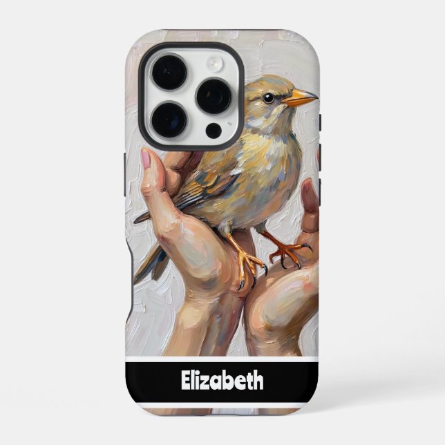 Delikates Sparrow-Design iPhone 16 Pro Hülle (Rückseite)