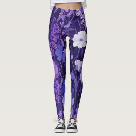Delikates violettes Blütenmuster 🌸 dunklen Hinter Leggings