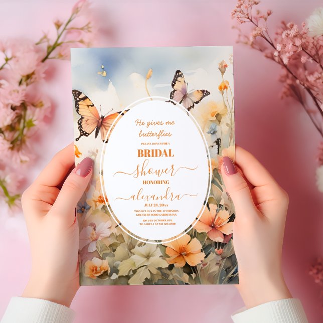 Delikates White Butterfly Garden Brautparty Einladung (Von Creator hochgeladen)
