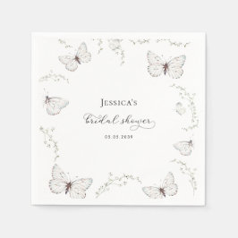 Delikates White Butterfly Garden Brautparty Serviette