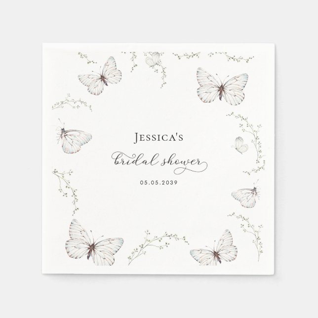 Delikates White Butterfly Garden Brautparty Serviette (Vorderseite)