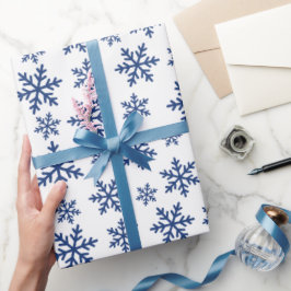 Delikatesse Blaue Schneeflocke Winter Weißes nahtl Geschenkpapier